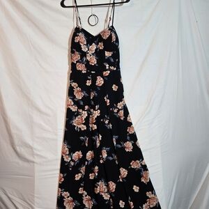 Xhilaration Black and Pink Floral Maxi Dress